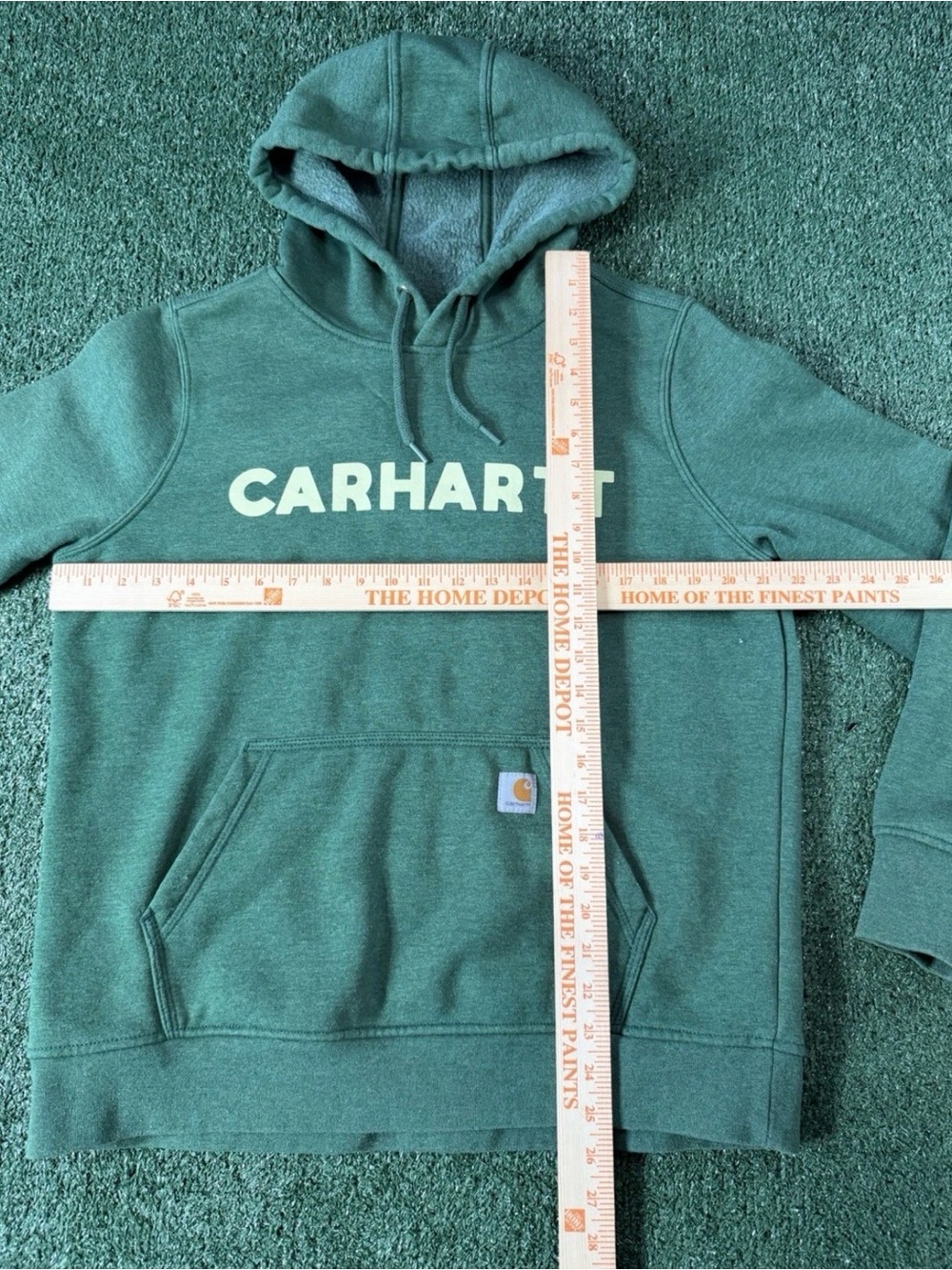 Carhartt Hoodie Youth L Green Relaxed Fit Logo Pullover Sweatshirt 105194 G55 - Picture 7 of 7